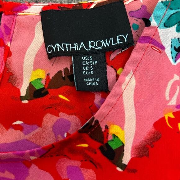 Cynthia Rowley Top Womens Size S Multicolored Floral Sleeveless Bright Vivid Fun - Picture 7 of 9